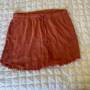 Umgee linen cotton raw hem skirt